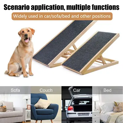 Foldable Dog Pet Ramp Adjustable Height Dogs Stairs For Bed Sofa Car 70cm/100cm • $26.99