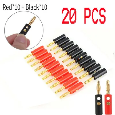 20Pcs Gold Plated Banana Plugs Audio Jack Speaker Wire Cable Screw Connector 4mm • $8.32