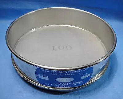 VWR 8” U.S.A. Standard Sieve No 100 All Stainless Steel 100SS8F Full Height • $75