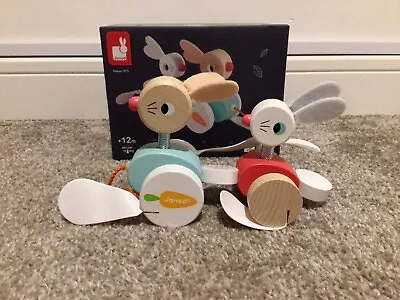 Lovely Janod Zigolos Pull-Along Rabbits Wooden Crafted Toy New In Box • £5.50