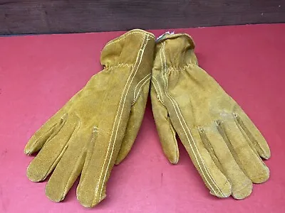 Vintage Mens Suede Leather Fleece Lined Winter Gloves Size XL Acrylic Outdoors • $19.99