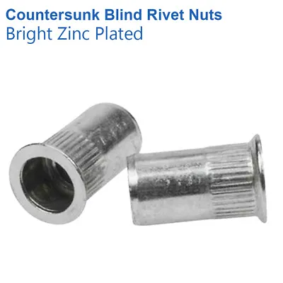 £54.99 • Buy M3 M4 M5 M6 M8 M10 M12 Countersunk Rivnuts Threaded Rivet Nut Bright Zinc Plated