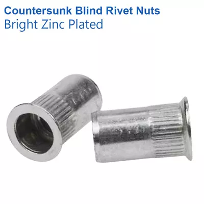 M3 M4 M5 M6 M8 M10 M12 Countersunk Rivnuts Threaded Rivet Nut Bright Zinc Plated • £173.59