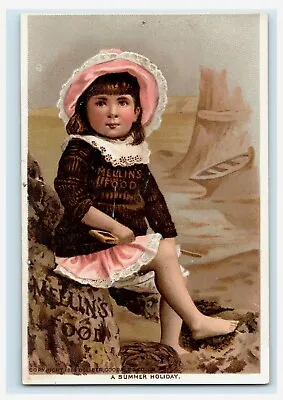 Mellin's Food A Summer Holiday Girl Pink Hat On Beach Doliber Goodale & CO MA • $32.50