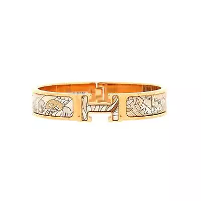 Hermes Clic H Bracelet Printed Enamel Narrow Gold Print Multicolor • $810.90