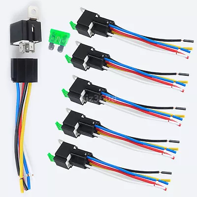 6 Pack Automotive Relay 12V Relay Switch Harness 30A Fuse 14 Gauge Hot Wire 5Pin • $28.25