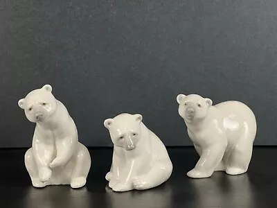 Set Of Three Polar Bear Lladro Figurine. Made In Spain. 1207 1208 And 1209 • $149.90