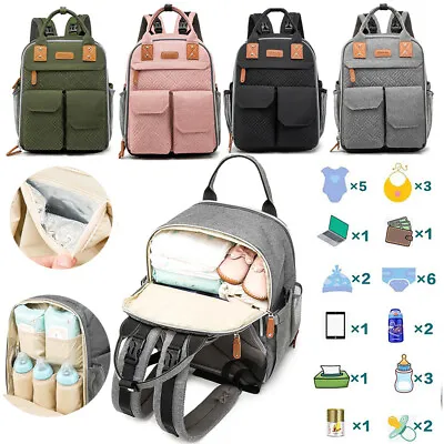 Multifunctional Large Baby Diaper Backpack Nappy Changing Mummy Travel Bag AU • $14.33