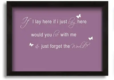 Music Quote If I Lay Here Snow Patrol 2 Dusty Pink Black Framed Print Wall Art • £17.99