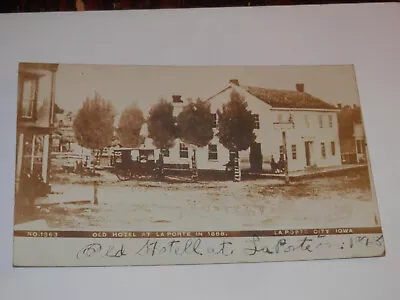 LA PORTE CITY IOWA - REAL PHOTO POSTCARD RPPC - OLD HOTEL In 1868 - 1907-1910's  • $26.97