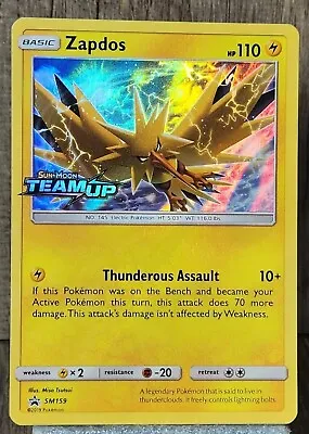 Pokémon TCG Zapdos SM159 Team-Up Stamped Blackstar Promo Holo Pokemon Card  • $11.99