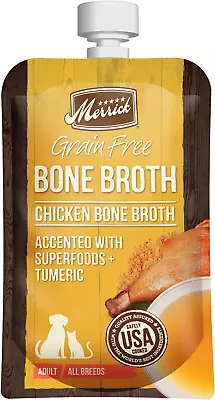 Merrick Grain Free Chicken Bone Broth Dog Food Topper - (14) 7 Oz. Pouches • $7.05