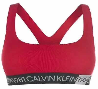 CALVIN KLEIN 1981 Underwear: Women's Bralette Temper Red Size L / UK 14 • £15.90