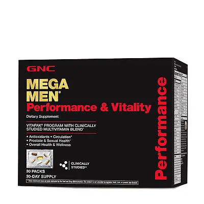 GNC Mega Men Performance Vitality Vitamins Vitapak 30 Packs • $41.99