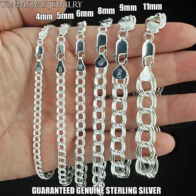 Guaranteed 925 Sterling Silver Charm Bracelet Double Link - All Widths & Lengths • $17.99