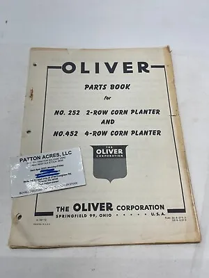 Parts Book For Oliver Model 252 2-Row Corn Planter & 452 4-Row Corn Planter • $9