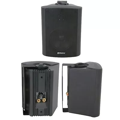 QUALITY 5.25  90W Black Background HiFi Speaker 100V & 8ohm Wall Mount Bookshelf • £47.49