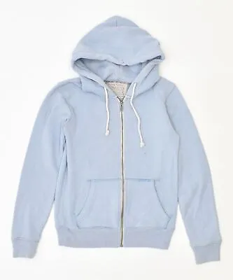 JACK WILLS Womens Zip Hoodie Sweater UK 8 Small Blue Cotton MS10 • £8.01