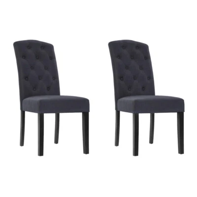 $156.95 • Buy Artiss 2x Dining Chairs French Fabric Padded Chair Cafe High Back Wood Dark Grey
