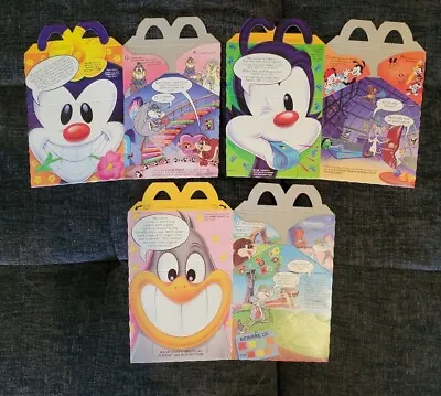 Vintage 1993 McDonald's Animaniacs 3 Happy Meal Boxes MINT • $11.95