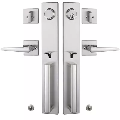 Heavy Duty Entry Door Lock Set Brushed Nickel Front Door Handle 17.5''x 2.67'' • $159.99