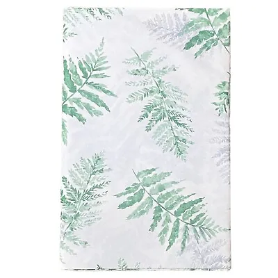 Vinyl Tablecloth Flannel Backed 60 Rd White Green Fern Leaves Indoor Outdoor • $14.43