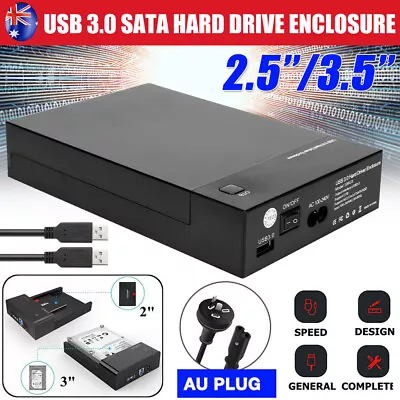 2.5/3.5 Inch Hard Drive Case SATA External USB 3.0 To USB 2.0 Enclosure Disk AUS • $26.99