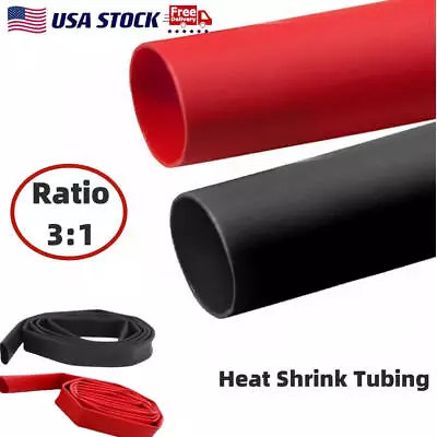 Black Red Marine Grade Industrial 3:1 Dual Wall Heat Shrink Tubing Wire Wrap Kit • $8.59