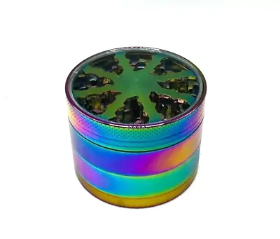Herb Grinder 4-Piece Metal 2.5 Inch Large Magnetic Top RAINBOW CLEAN TOOLS INCL • £3.85
