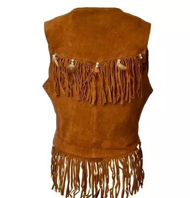 Men's Hippie Fringed Leather Vest • $60