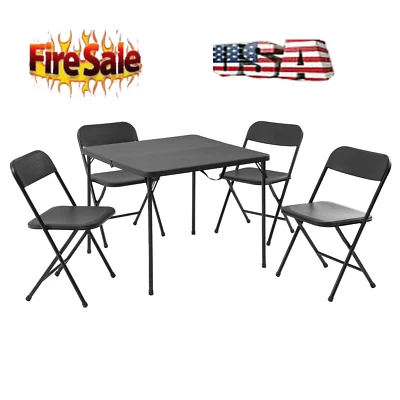 $73.99 • Buy 5 Piece Resin Card Table And Four Chairs Set Home Indoor Portable Folding Tables