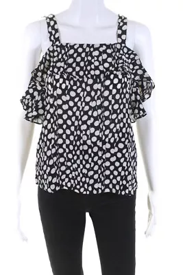 J Crew Collection Womens Polka Dot Off Shoulder Blouse Black White Size 00 • $2.99