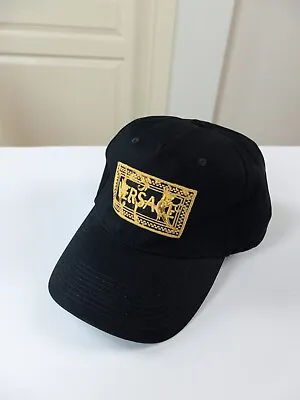 VERSACE Black & Gold Barocco Logo Embroidered Cotton Baseball Cap Size 58 Medium • $229