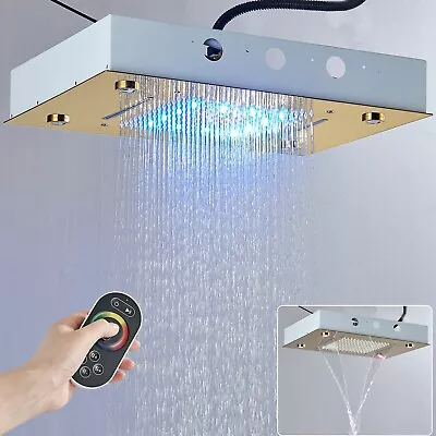 Gold LED Rain Shower Head Combo 13.8x20 Inch Rainfall Waterfall Showerhead Spray • $99