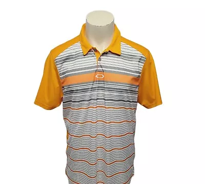 Oakley Polo Shirt Men's Large Orange Performance Golf Stretch Regular Fit • $12.99