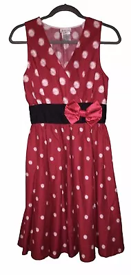 DISNEY Parks Sz Small Minnie Mouse Polka Dot Red White Shift Sleeveless Dress • $25