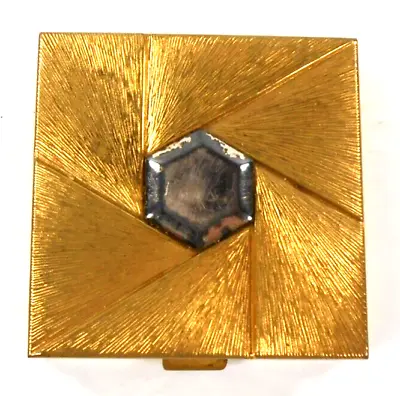 $14.99 • Buy Vintage Charles Of The Ritz NY Gold Tone Powder Compact Small Square Pinwheel