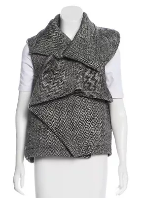 HAIDER ACKERMANN⚡️Wool Herringbone Asymmetrical Ruffle Thick Gilet Vest 38/Small • $299.99