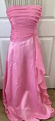 Vintage Masquerade Y2k Barbie Pink Satin Organza Strapless Prom Dress Size 7/8 • $45