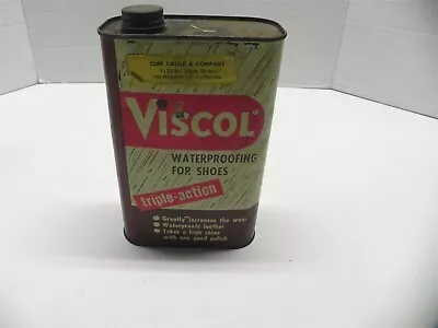 Vintage Viscol Waterproofing For Shoes Tin Can 32 Fl Oz *approx 1/2 Full* • $19.98