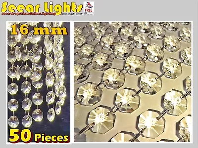 1m  Garland Chandelier Light Crystals Glass Droplets Beads Christmas Tree Drops • £21.99