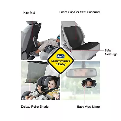 Chicco 5pc Universal Baby Car Accessory Set Seat Kick+Under Mats+SunShade+Mirror • £24.99