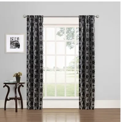 Eclipse Absolute Zero 100% Blackout 74”W 84” L Curtains 4 Panels Axel Geo/ Black • $30