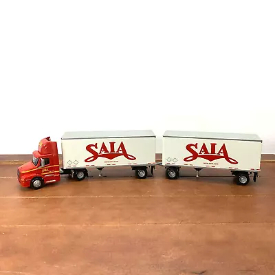 PEM Volvo 610 SAIA White Red Semi Truck Freight Double Cab 1:64 Scale Model • $199.99