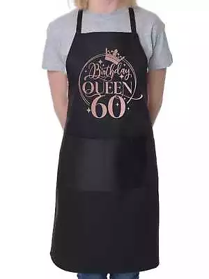 Birthday Queen 60 Ladies Apron 60th Birthday Gift Cooking Rose Gold Design • £10.95