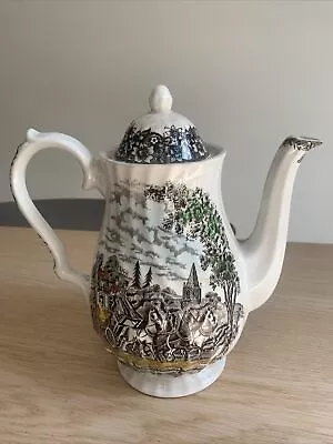 The Hunter By Myott Teapot Hand Engraved Permanent Colors • £20