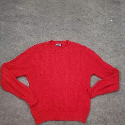 VINTAGE Lands End Sweater Mens Large Red Long Sleeve Knit Pullover Preppy Adult • $27.29