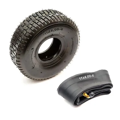 Tyre & Inner Tube 11x4.00-4 4 Ply Chevron Turf Tread 4  Inch Garden Lawn Tractor • £15.29