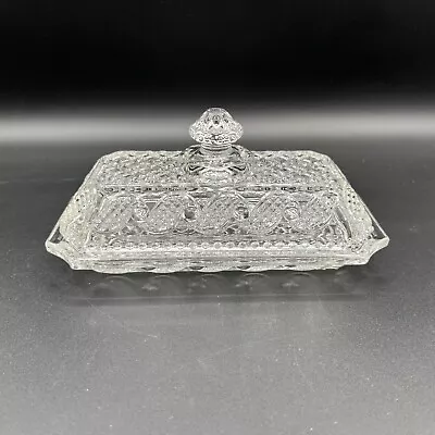 Vintage Clear Crystal Glass Covered Butter Dish Crystalucent Avon Cape Cod Waves • $11.99