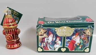 $14.95 • Buy Red Fire Hydrant Ornament Hand Painted Blown Glass  Old World Christmas 2018 NWT